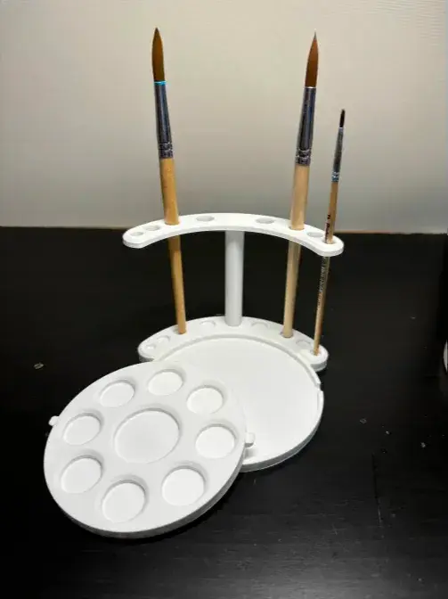 Paintbrush holder and paint palette dish