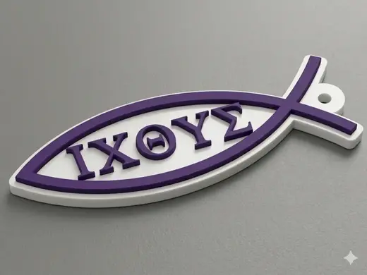 Ancient Christian Ichthys Keychain - (ΙΧΘΥΣ)
