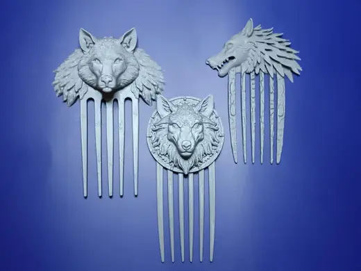 Celtic Wolf Hair Combs