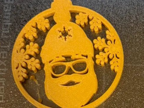 Santa Ornament – 3D Printed PETG Gold