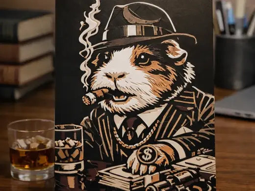 Gangster Guinea Pig Desk Art – Hueforge 3D Print