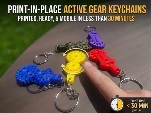 Print-in-Place Gear Keychain - Toy Fidget