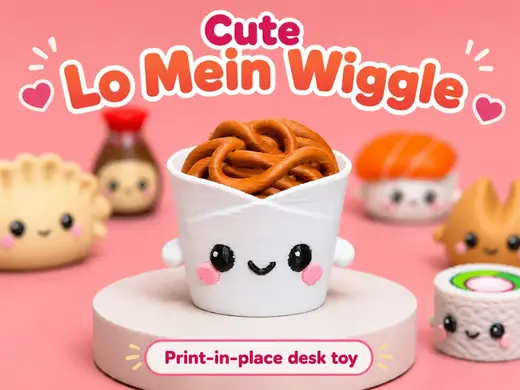 Cute Lo Mein Wiggle | Print-in-Place Desk Toy