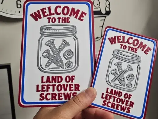 Land of the screws workshop sign