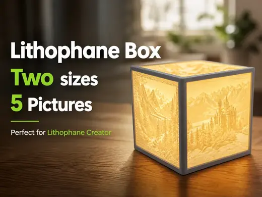 Lithophane Box 5 Pictures - Two Sizes