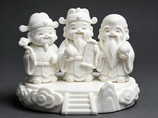 Q 版福禄寿三星祥云底座摆件|Cute Fu Lu Shou Gods Ornament