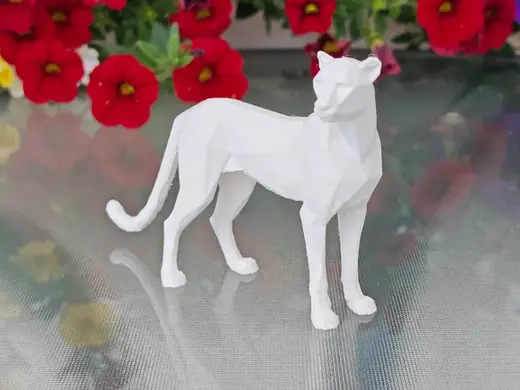 Geometric Low Poly Cheetah Figurine