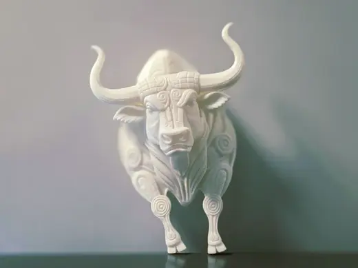 Carved Bull Wall Hang