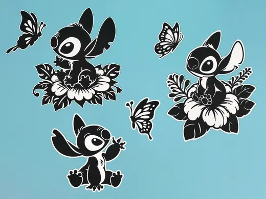 Baby Stitch & Butterfly No AMS 2D Wall Art Trio