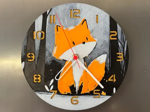 wall / desk clock cute fox