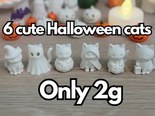 Halloween Cat Mini Figures – Set of 6