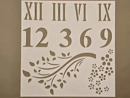 Roman Numbers Leaves Flower Stencil Template