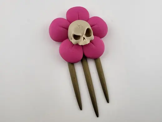 Spooky Skull Hair Sticks goth witch flower