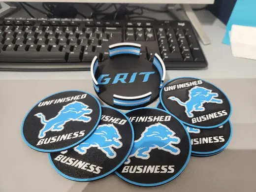 Detroit Lions Unfinished Business coaster set