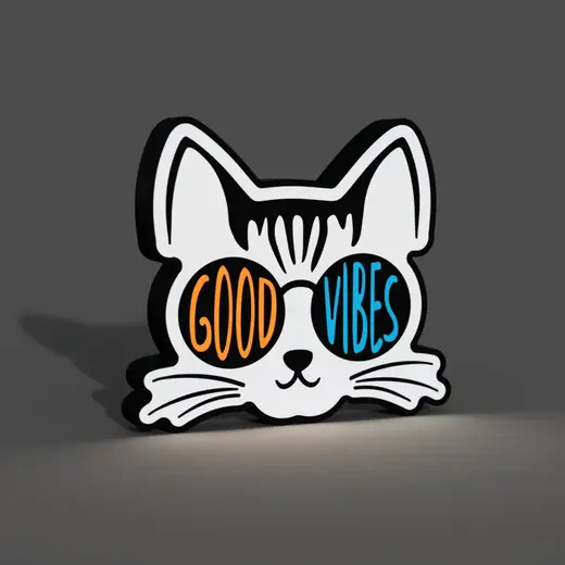 Good Vibes Cat Lightbox LED Lamp