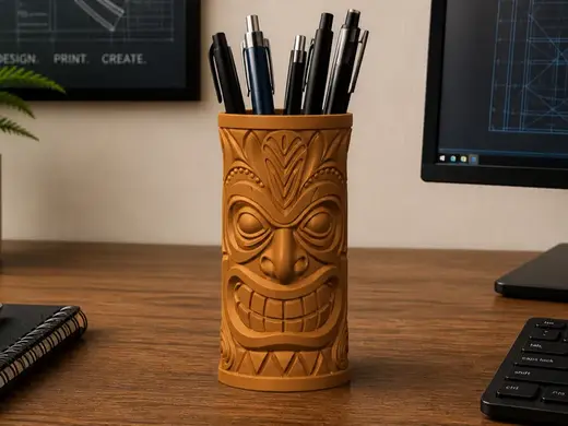 Tiki Head Pen & Pencil Holder