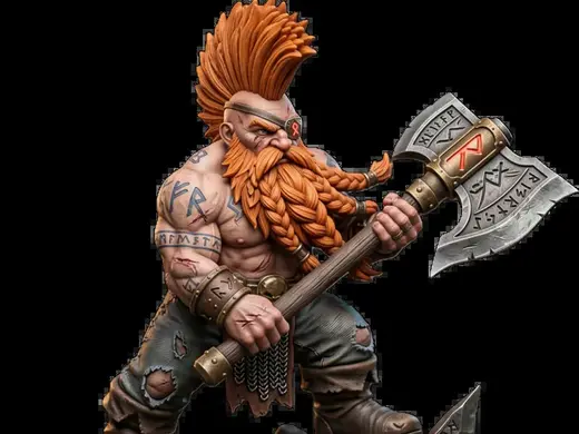 Dwarf Monster Slayer – Runaxe Berserker Miniature