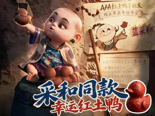 幸运红土鸭蓝采和同款