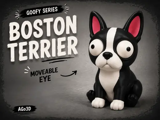Goofy series – BOSTON TERRIER Movable Eyes NOAMS