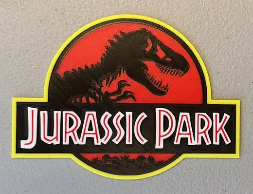 Multicolor Jurassic Park Logo Magnet