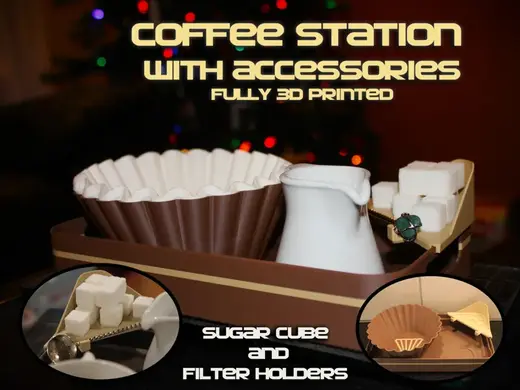 Coffee Station with Accessories - Fully 3D Printed