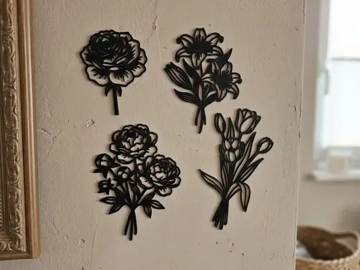 Filigrane Blumen-Wandkunst Set