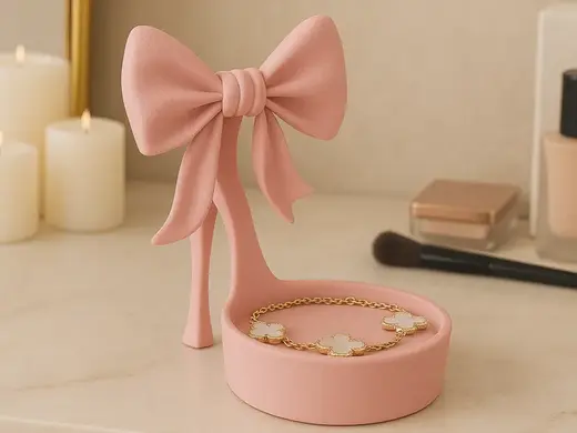 Stiletto Coquette Bow High Heel Jewelry Tray