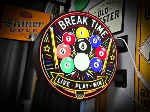 BILLIARDS Neon (8 Color) ~ 2-Sided Round Lightbox