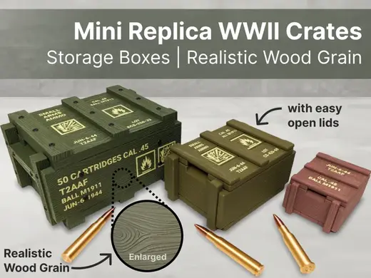 Storage Box Replica WWII Weapon Crate | Wood Grain