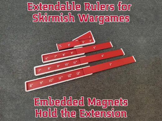 Extendable Ruler for Wargames - Embedded Magnets