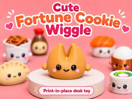 Cute Fortune Cookie Wiggle | Print-in-Place Toy