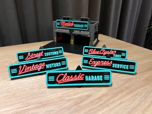 Neon Signs Collection for 1:64 Garage Diorama