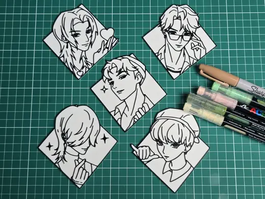 Saja Boys Kpop Demon Hunters Squad Coloring Craft