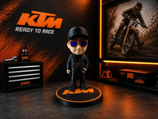Stylized Motocross Figurine – Orange Edition