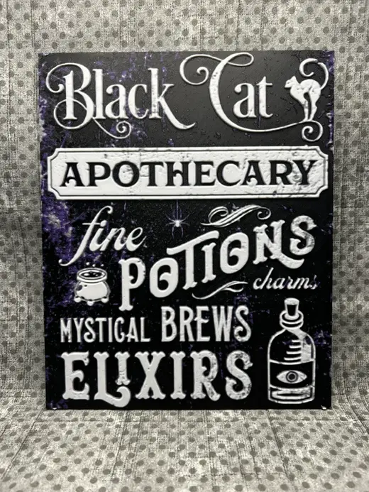 Black Cat apothecary Hueforge wall art filament painting