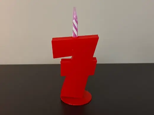 Number 7 Birthday cake topper candle holder H 12cm