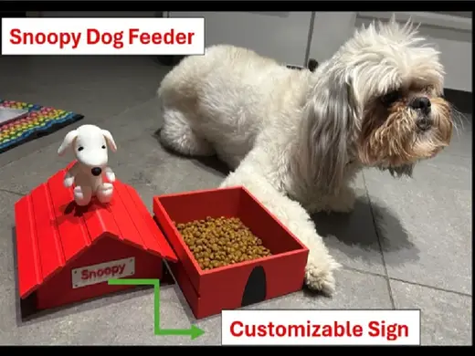 Snoopy house-shaped dog feeder
