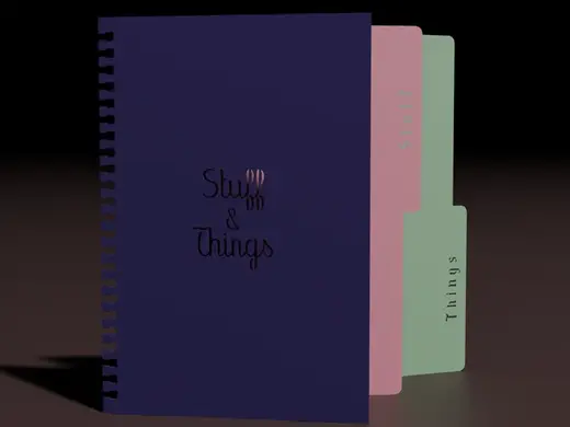Parametric Notebook Cover with Dividers Text & SVG