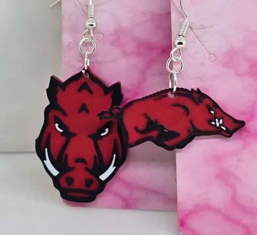 Arkansas Razorback Earrings Layered