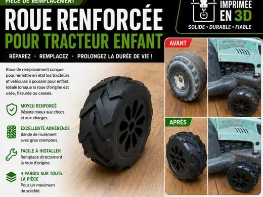 Roue renforcée pour tracteur enfant à pousser