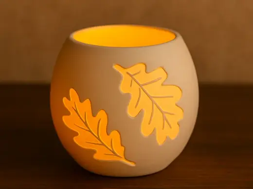 Teelicht mit Herbstdekor