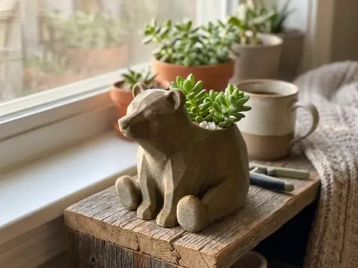 Low-Poly Bear Planter / Desk Organizer