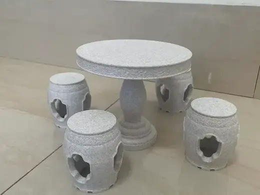 云纹理石圆桌&海棠开光绣墩,1:6比例模型
