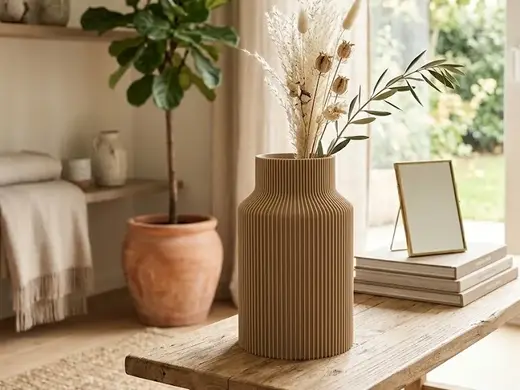 Moderne Vase mit feiner Rillenstruktur