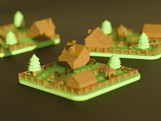 Mini Countryside Houses Diorama