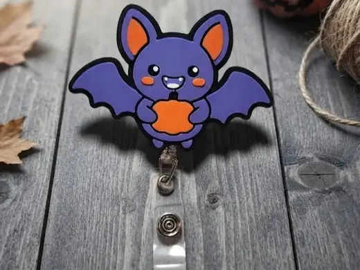 Cute Bat with Pumpkin Badge Reel Face/Magnet