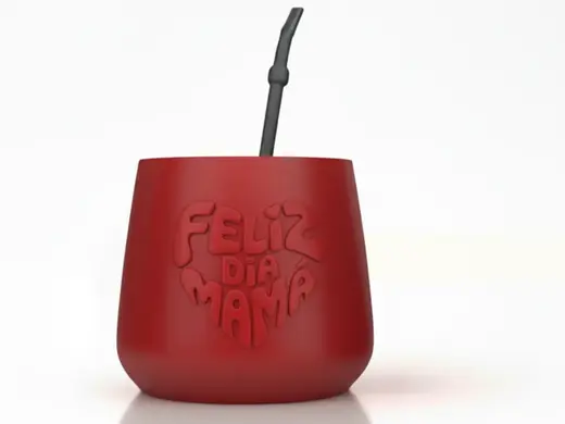 Mate “Feliz Día Mamá” y un corazón en relieve 3D