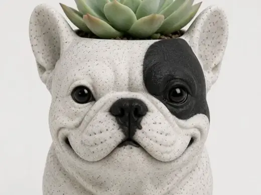 Vaso de flores de bulldog francês