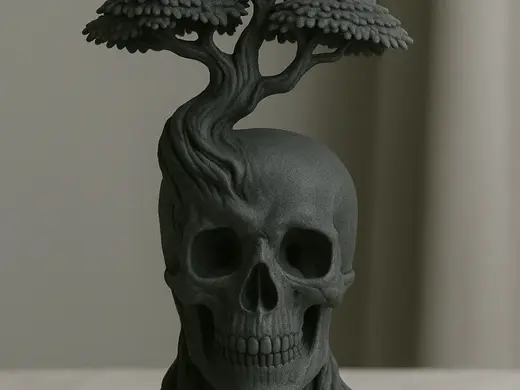 Tree of Life on Skull – Symbolic 3D Sculpture