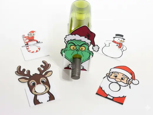 Interchangeable Christmas Wine Bottle Holder Set